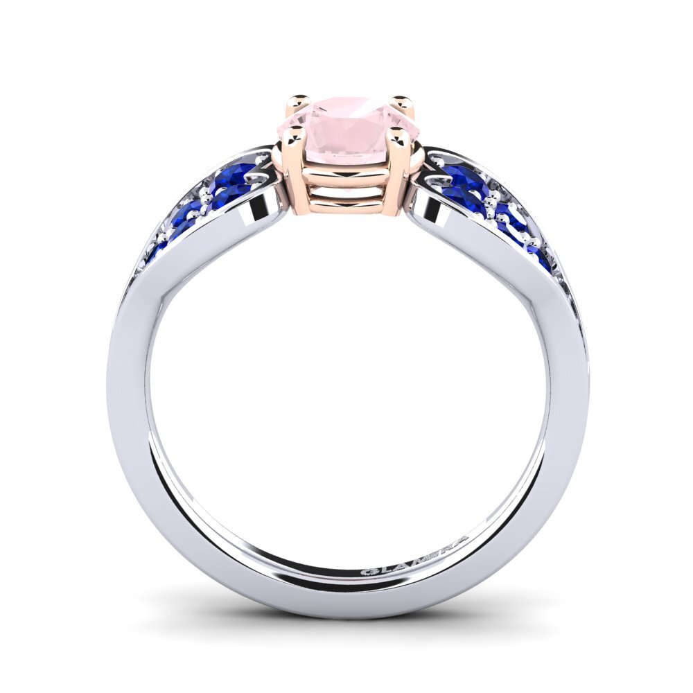 14ct White / Rose Gold Rose Quartz Engagement Ring Krishia
