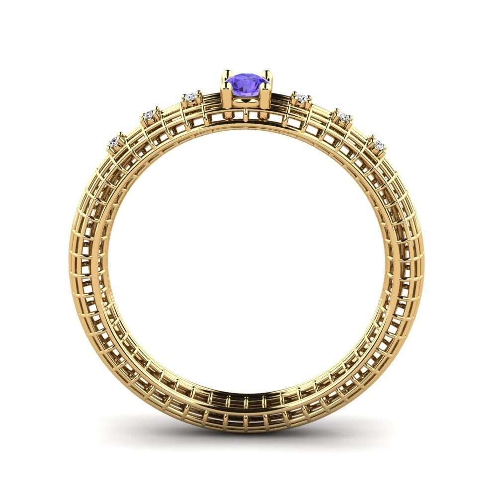 18k Oro Amarillo Tanzanita Anillo de Mujer Krishna
