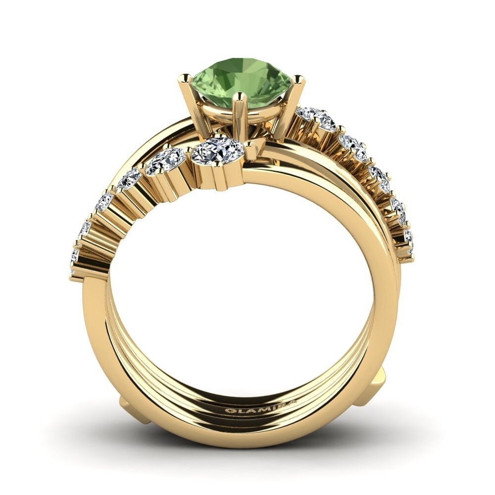 Zafiro Verde Anillo Kylo SET