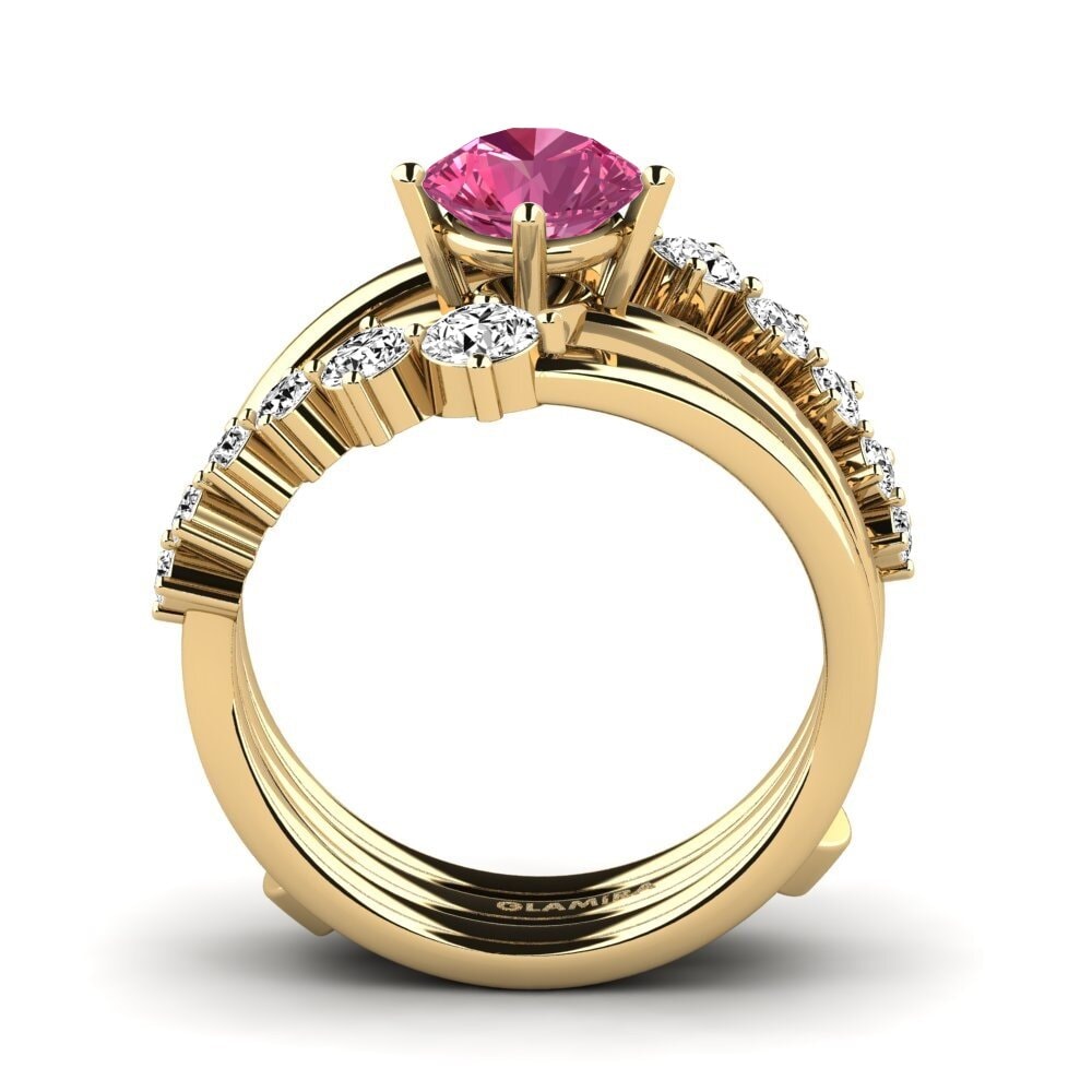 Turmalina rosa Anillo Kylo SET