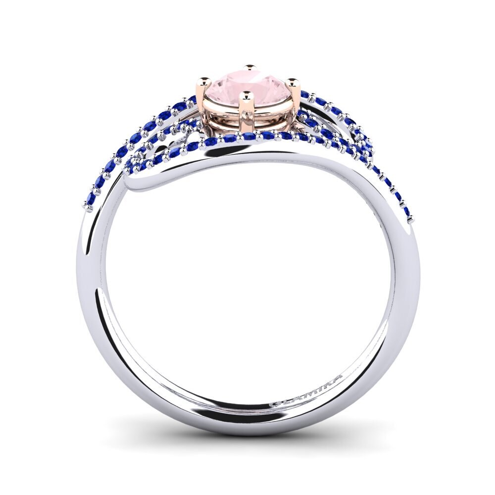 14ct White / Rose Gold Rose Quartz Ring Loncro