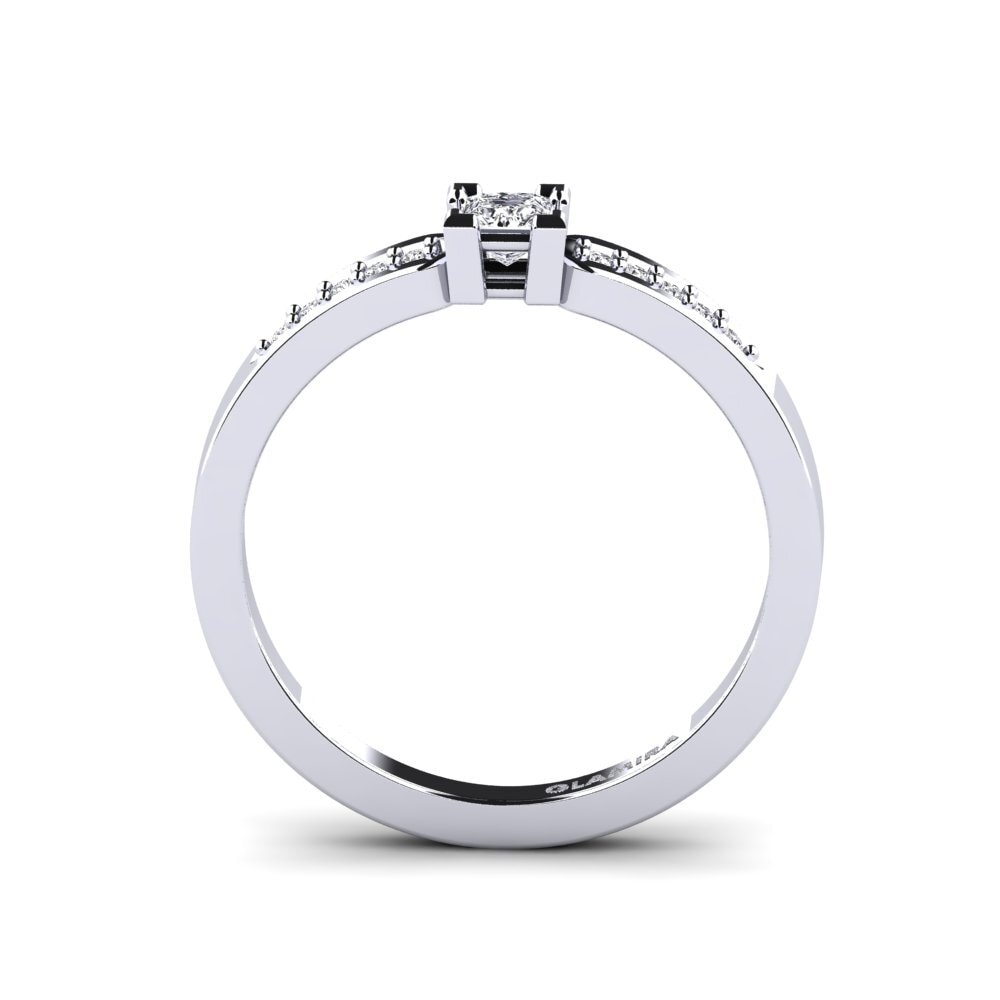 White Silver Engagement Ring Lamen