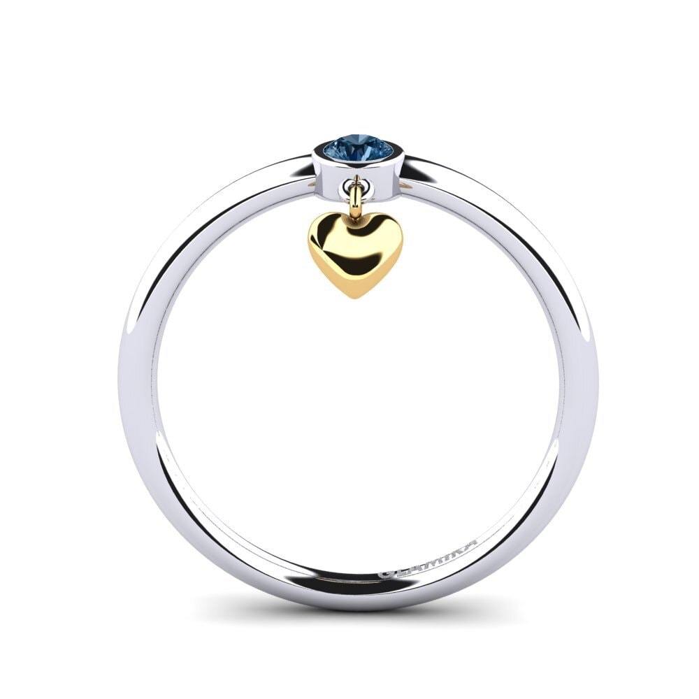 18ct White & Yellow Gold Blue Diamond Ring Lamiyye