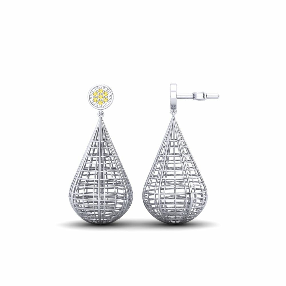Saphir Jaune Boucle d'oreille femme Lana