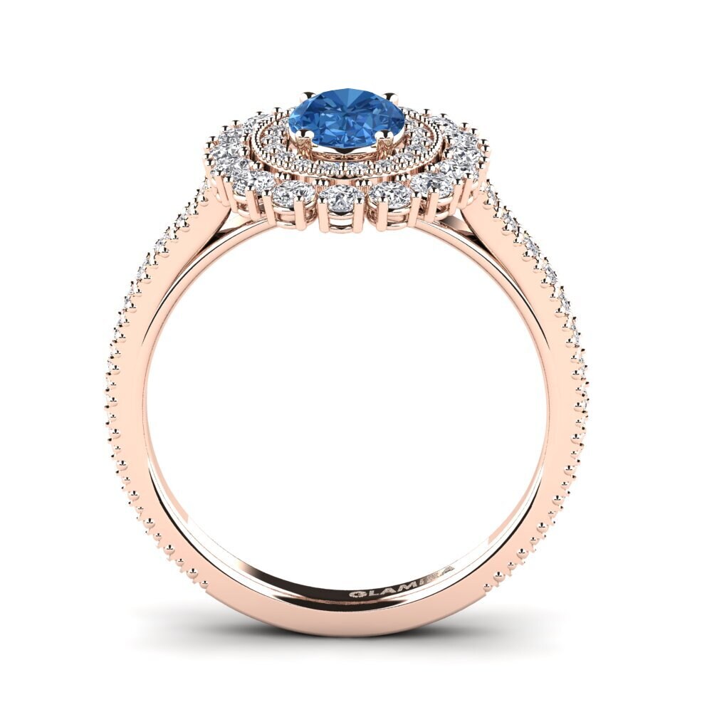 Dark Blue Zirconia Engagement Ring Lasala