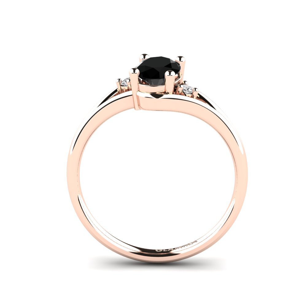 14ct Rose Gold Black Onyx Engagement Ring Ariel