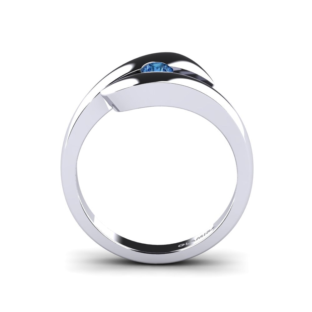 Dark Blue Zirconia Engagement Ring Calvina