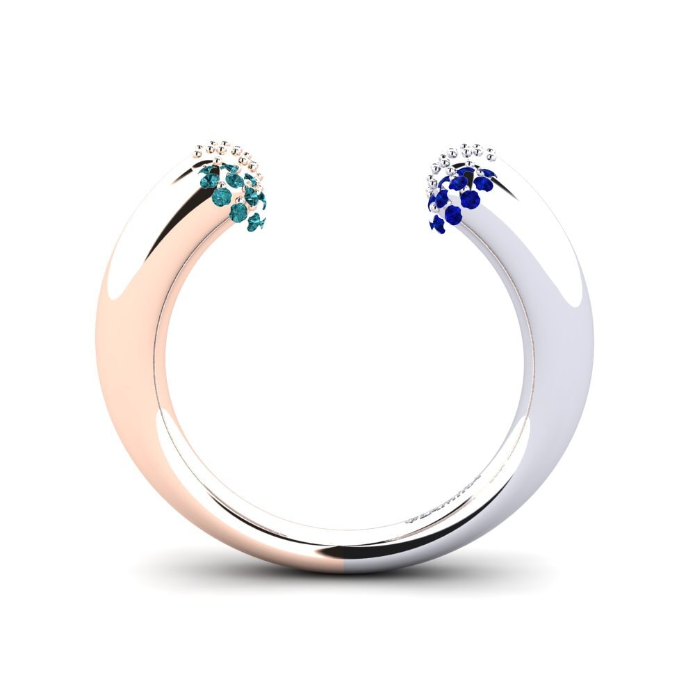 14ct Rose / White Gold Blue Diamond Ring Delmore
