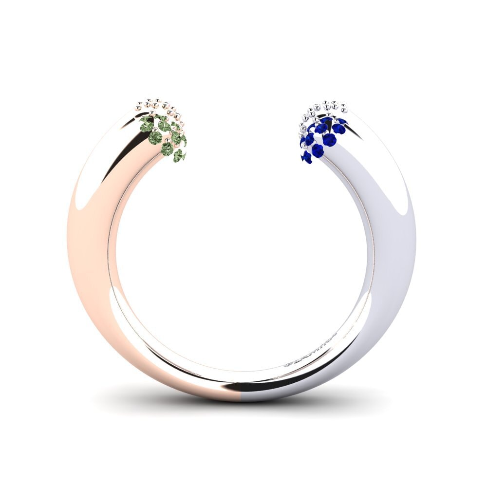 14ct Rose / White Gold Green Diamond Ring Delmore