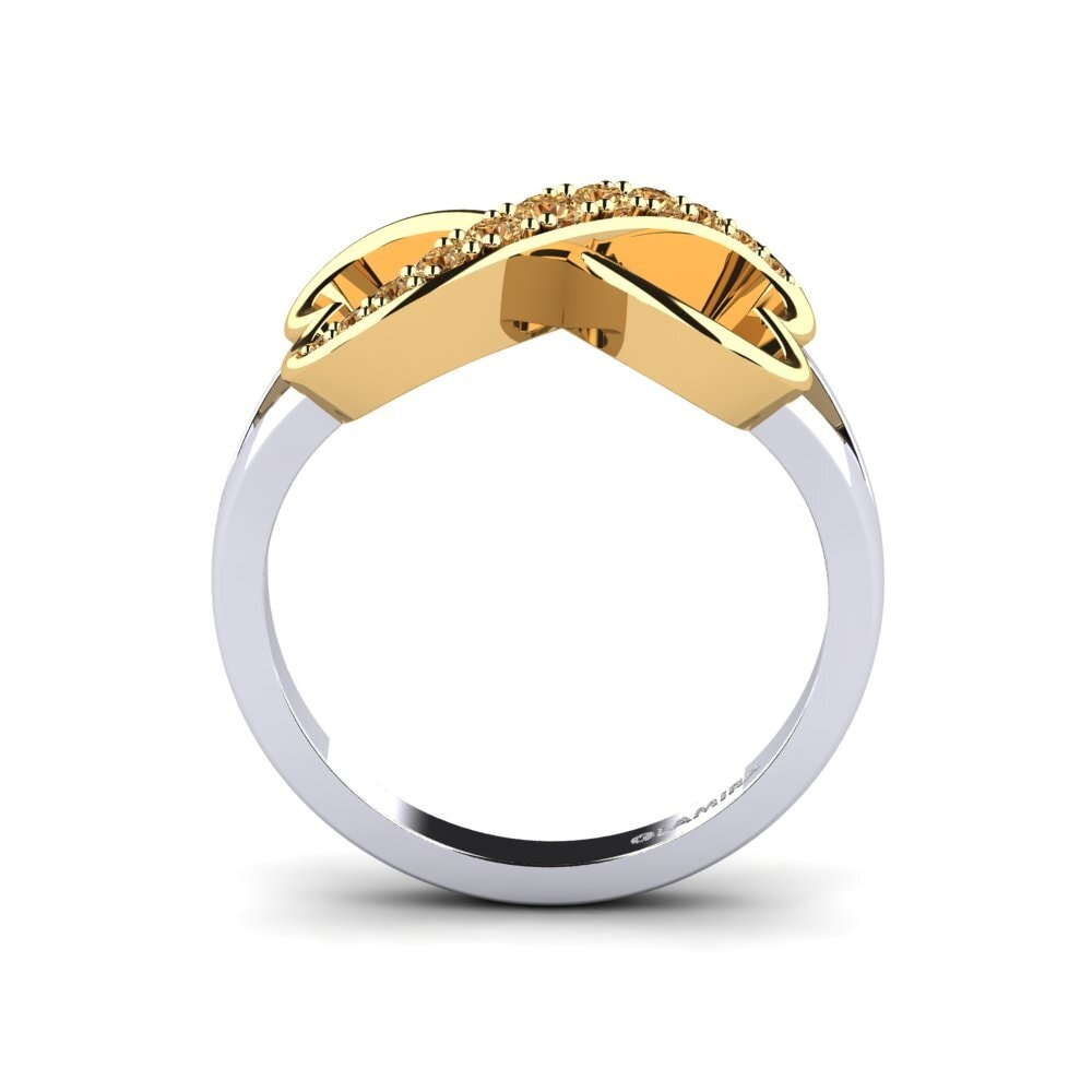 18ct White & Yellow Gold Brown Diamond Ring Endlessheart