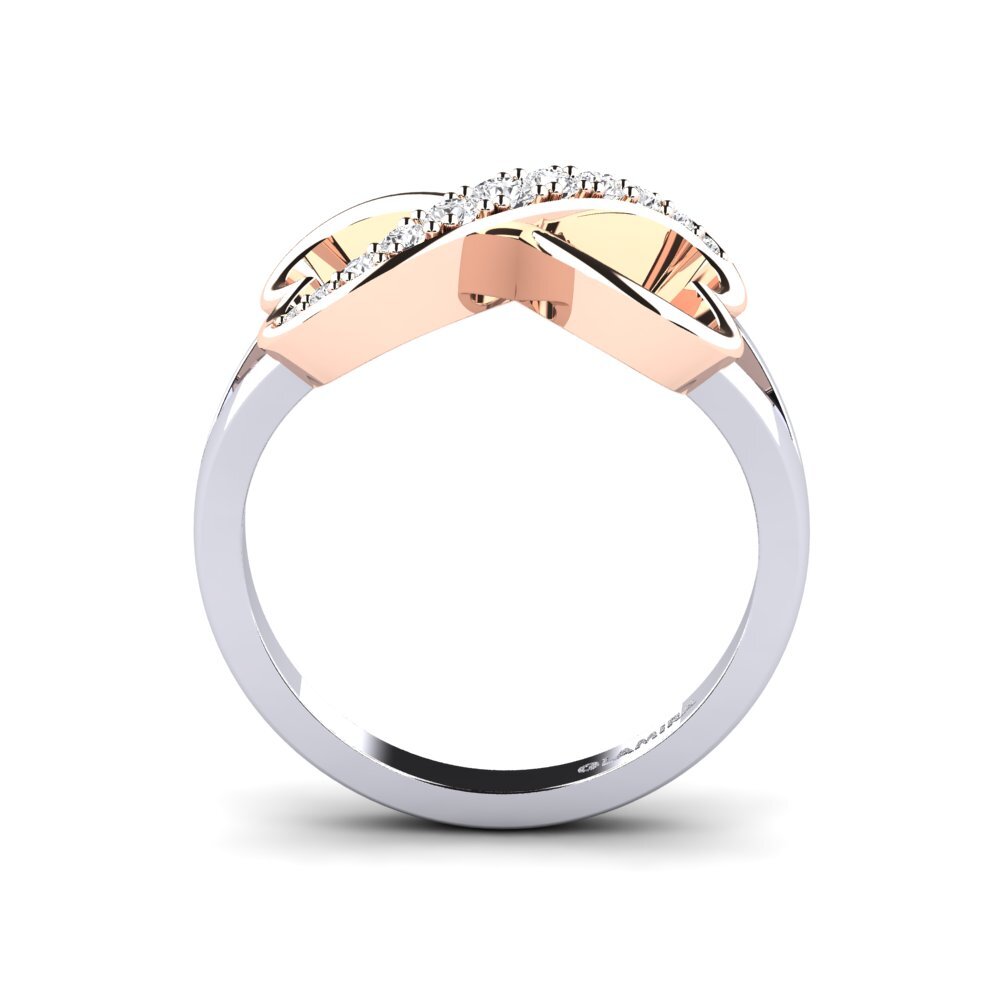 18ct White & Rose Gold White sapphire Ring Endlessheart