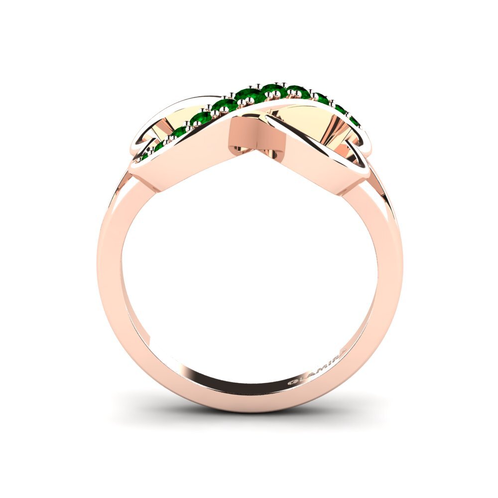 14ct Rose Gold Green Zirconia Ring Endlessheart