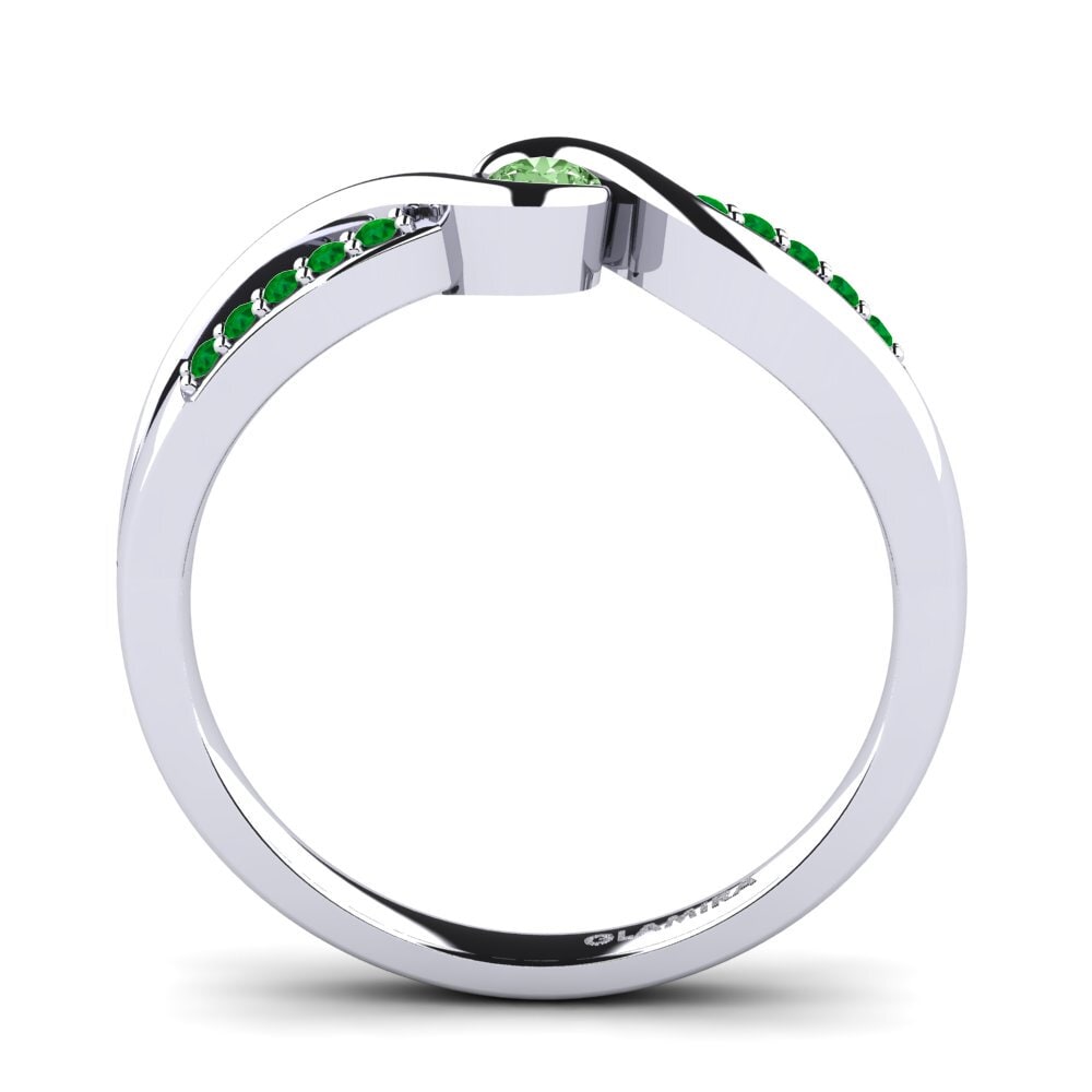 9ct White Gold Green Diamond Engagement Ring Dahlia 0.1crt