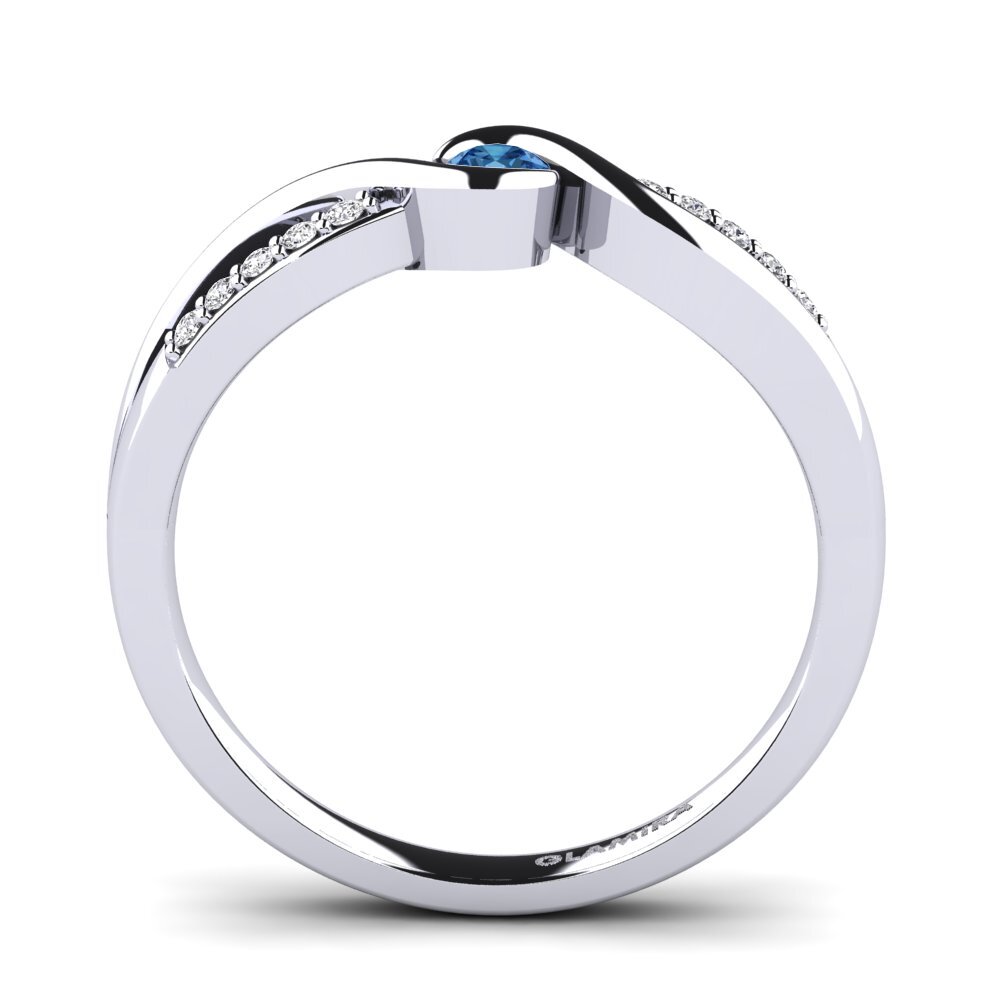 Dark Blue Zirconia Engagement Ring Dahlia 0.1 crt