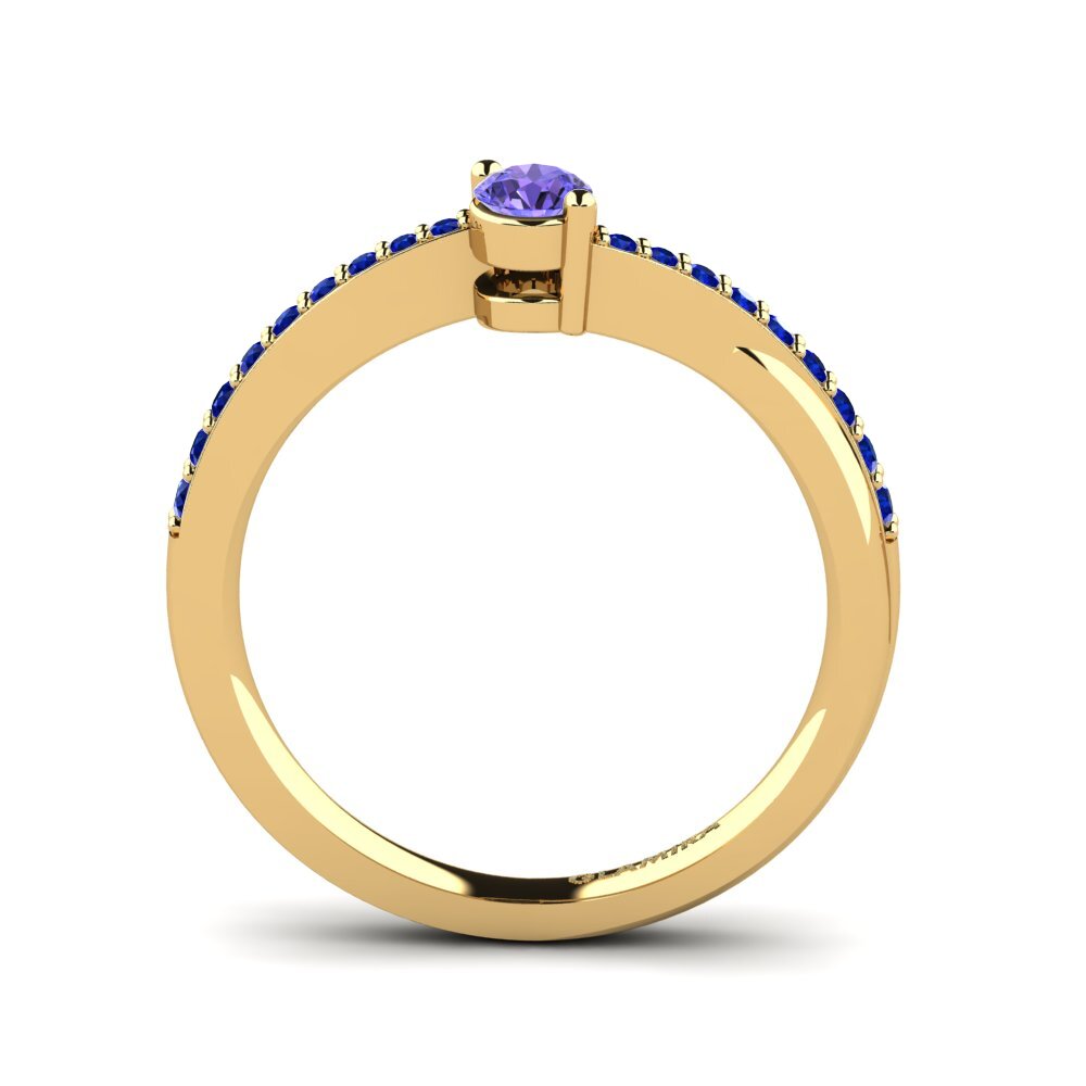 14ct Yellow Gold Tanzanite Engagement Ring Gemma 0.16crt