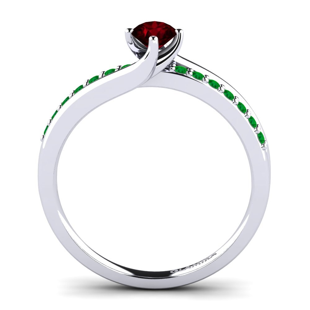 9ct White Gold Garnet Diamonds Ring Lia