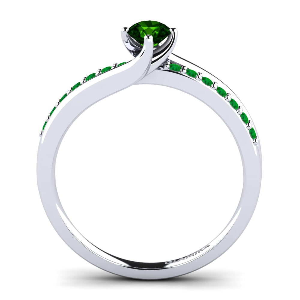 18ct White Gold Green Tourmaline Diamonds Ring Lia