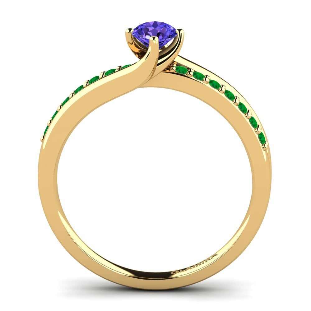 14ct Yellow Gold Tanzanite Diamonds Ring Lia