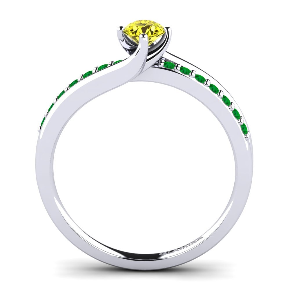 White Silver Yellow Diamond Diamonds Ring Lia
