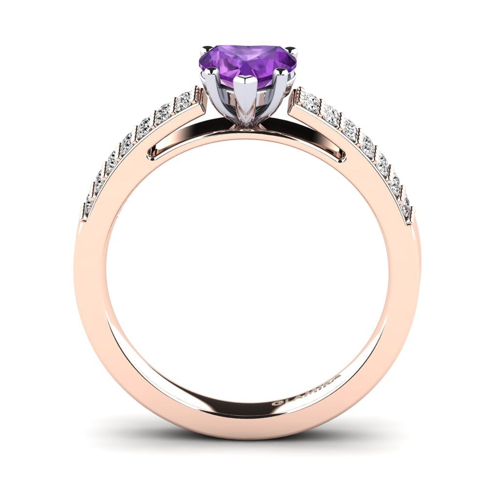 14ct Rose / White Gold Amethyst Engagement Ring Shirley