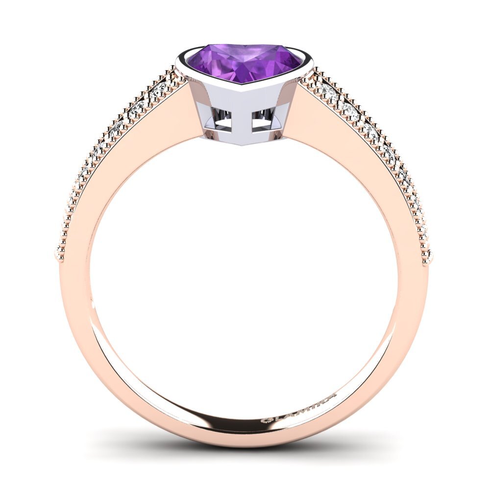 14ct Rose / White Gold Amethyst Engagement Ring Chole
