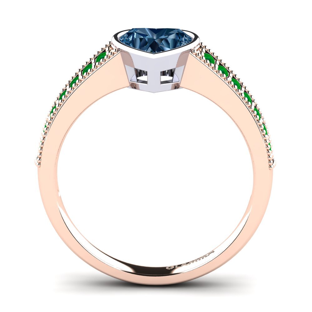 14ct Rose / White Gold Blue Diamond Engagement Ring Chole
