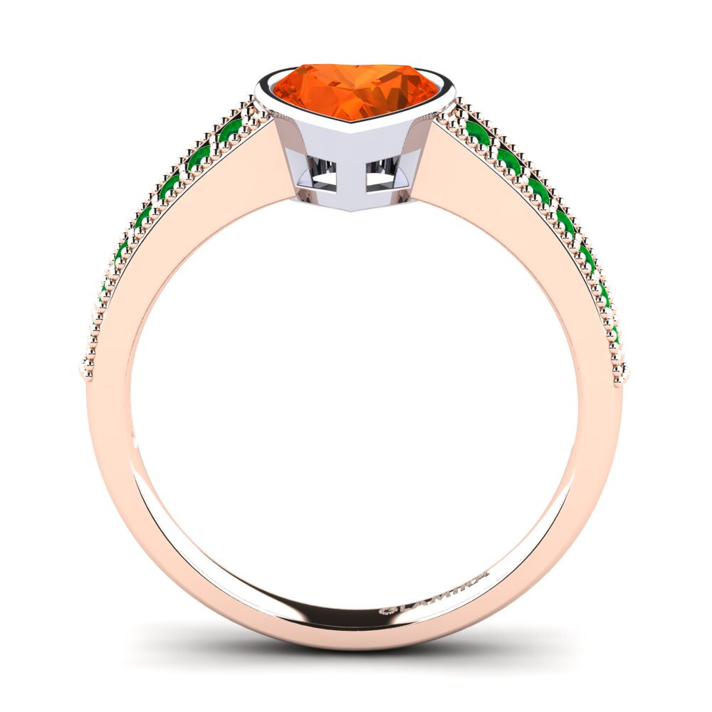 14ct Rose / White Gold Fire-Opal Engagement Ring Chole
