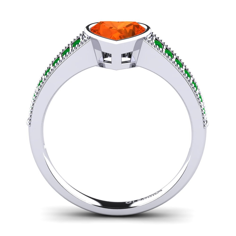 18ct White Gold Fire-Opal Engagement Ring Chole