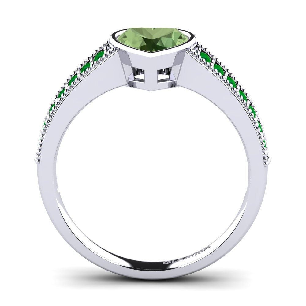 White Silver Green Sapphire Engagement Ring Chole