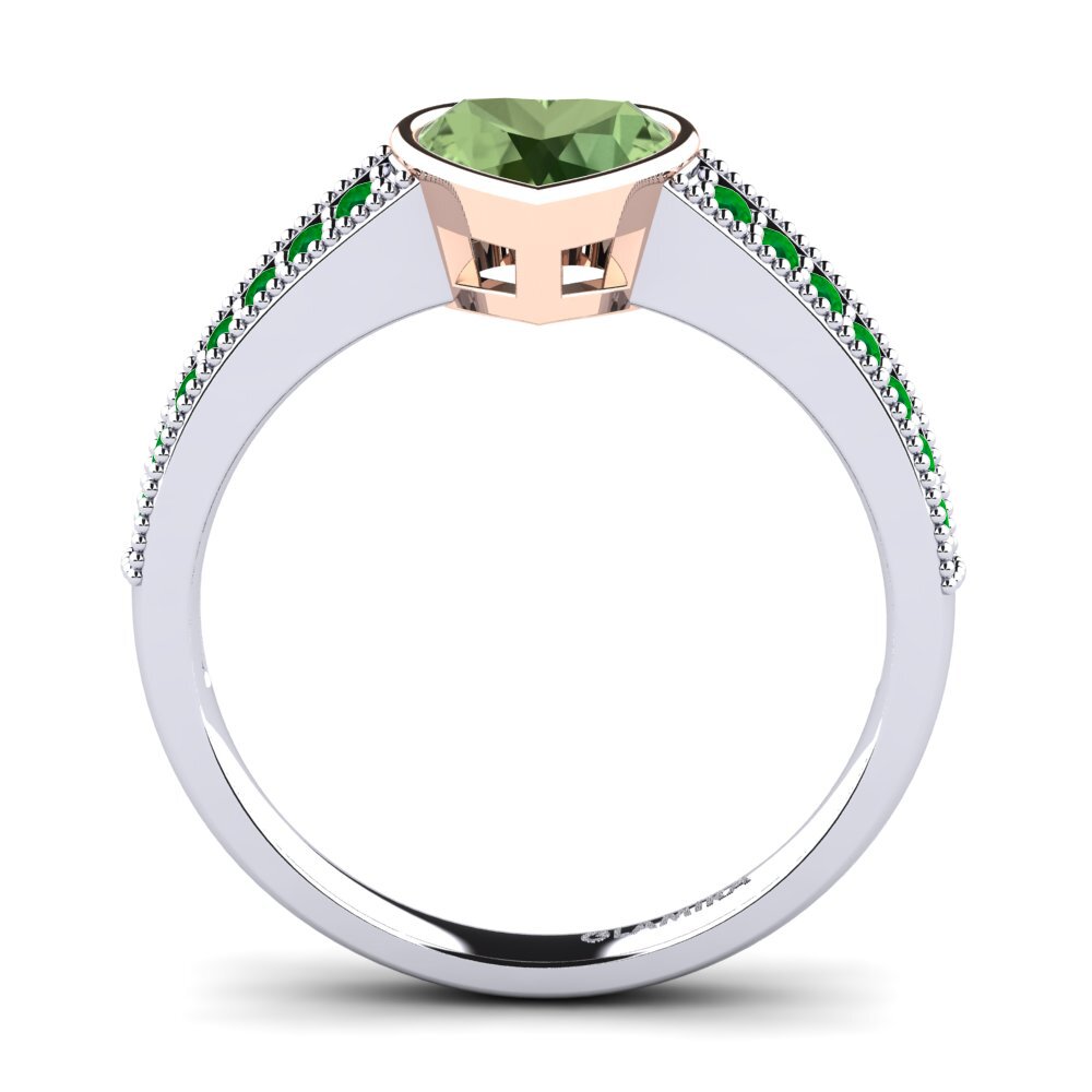 14ct White / Rose Gold Green Sapphire Engagement Ring Chole