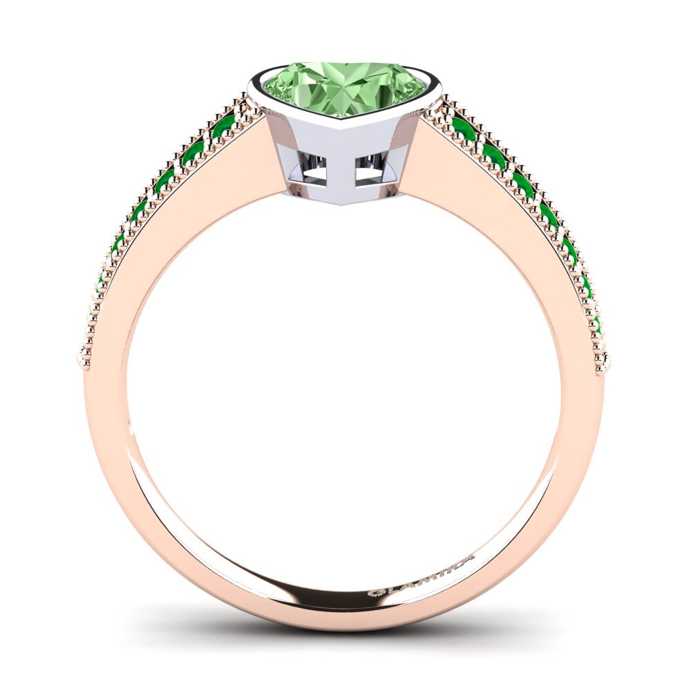 14ct Rose / White Gold Green Diamond Engagement Ring Chole