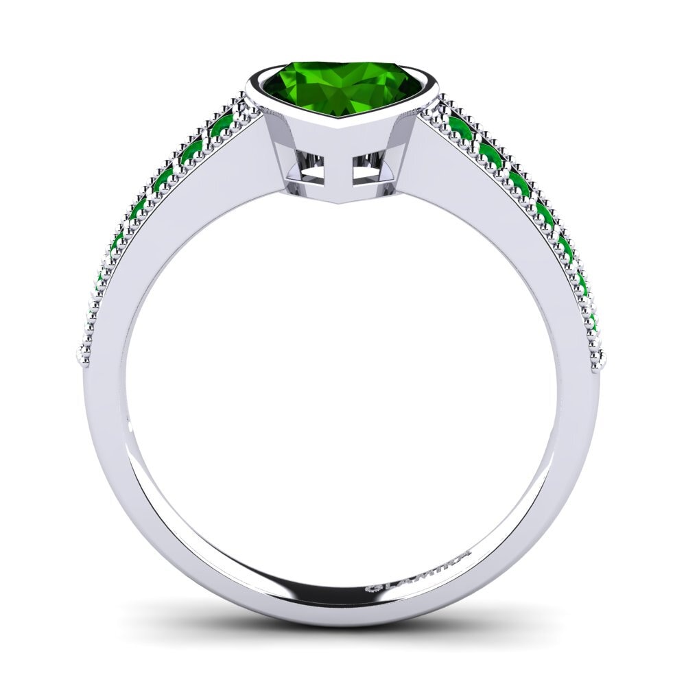 18ct White Gold Green Tourmaline Engagement Ring Chole