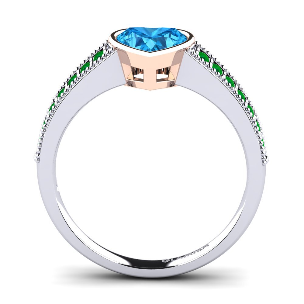 14ct White / Rose Gold Blue Topaz Engagement Ring Chole