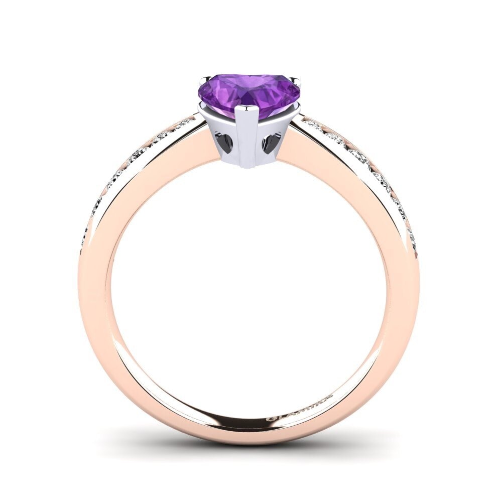 14ct Rose / White Gold Amethyst Engagement Ring Nicole