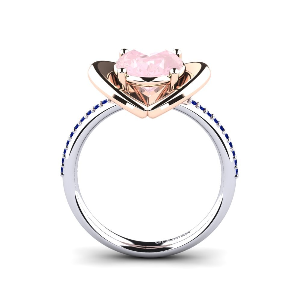 14ct White / Rose Gold Rose Quartz Engagement Ring Johila