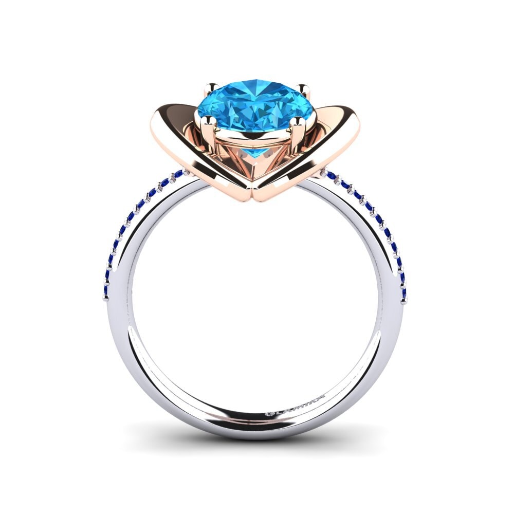 14ct White / Rose Gold Blue Topaz Engagement Ring Johila