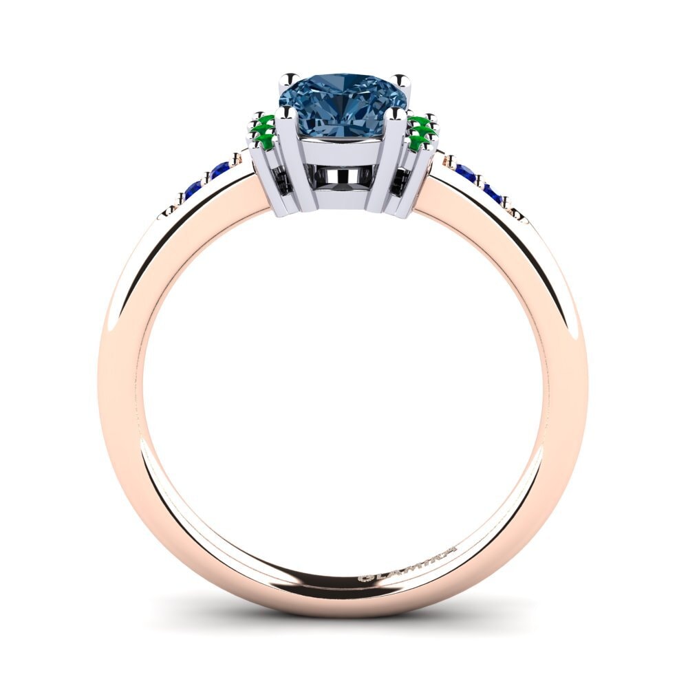 14ct Rose / White Gold Blue Diamond Engagement Ring Lenny