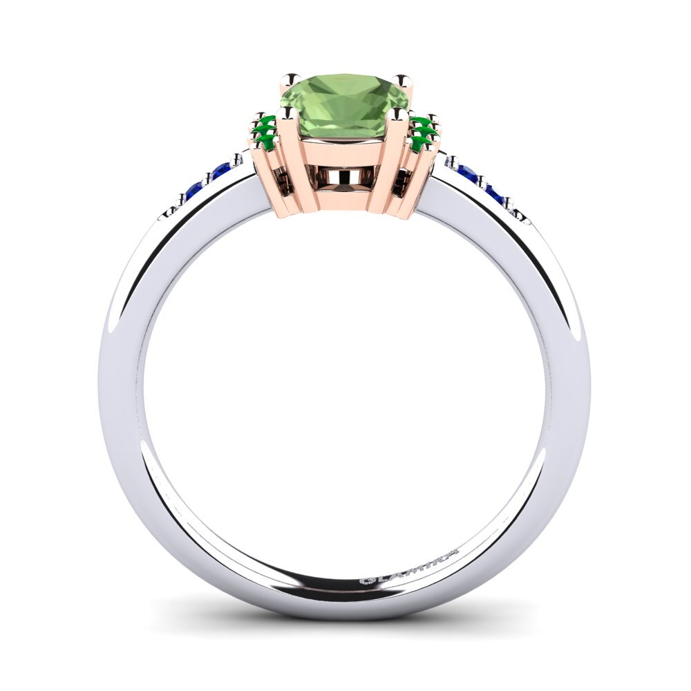 14ct White / Rose Gold Green Sapphire Engagement Ring Lenny
