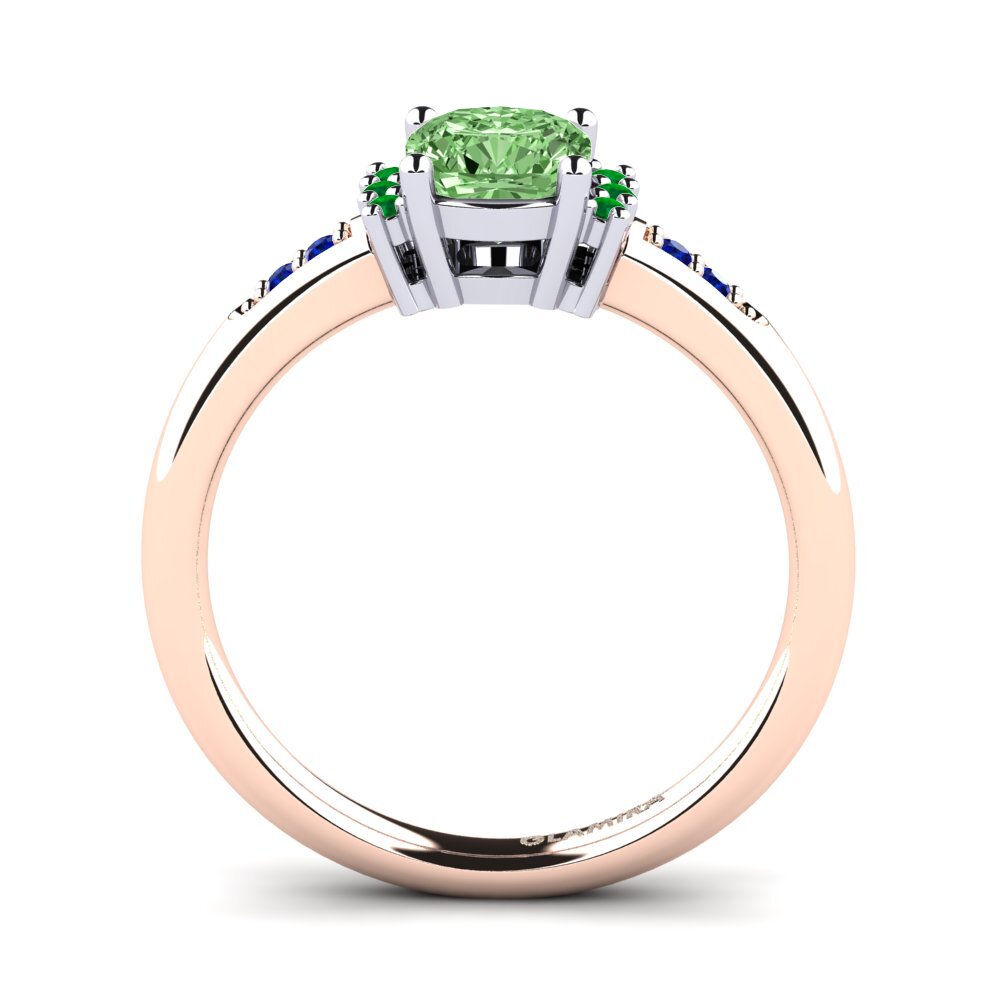 14ct Rose / White Gold Green Diamond Engagement Ring Lenny