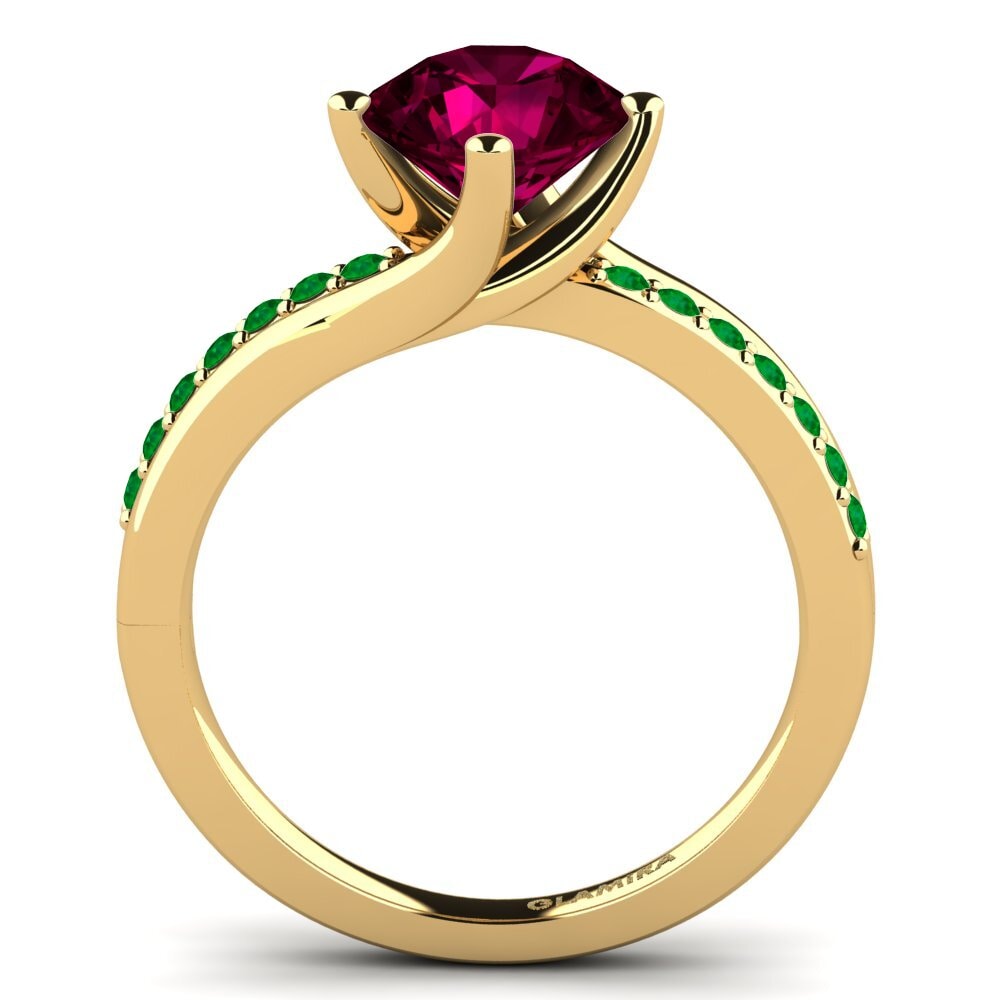 14ct Yellow Gold Rhodolite Garnet Engagement Ring Lia 2.0crt
