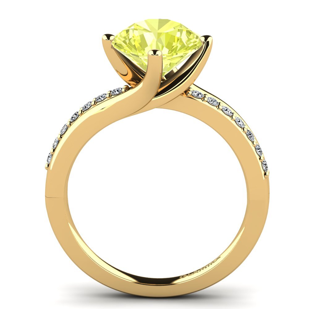 14ct Yellow Gold Lemon Quartz Engagement Ring Lia 3.0 crt
