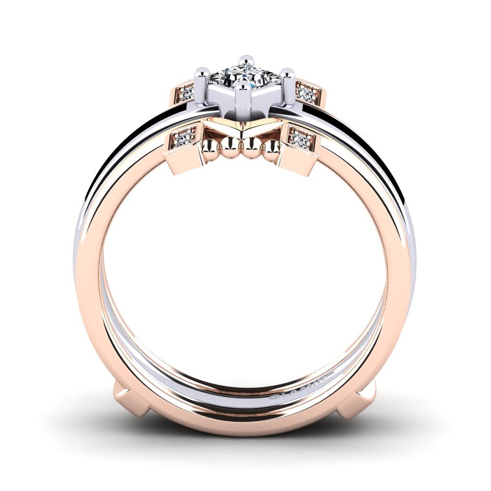 Or Rose& Blanc 14k Bague Lemealda SET