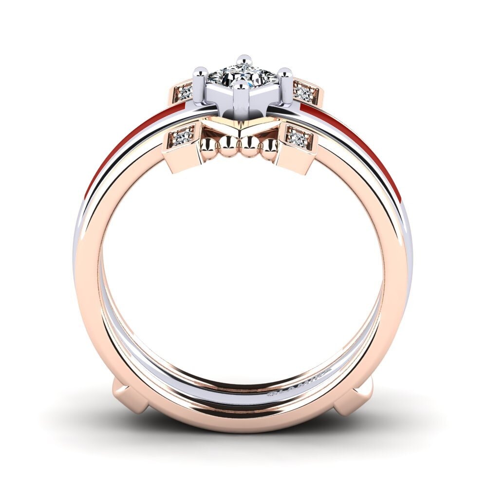 375 Rot & Weißgold Ring Lemealda SET