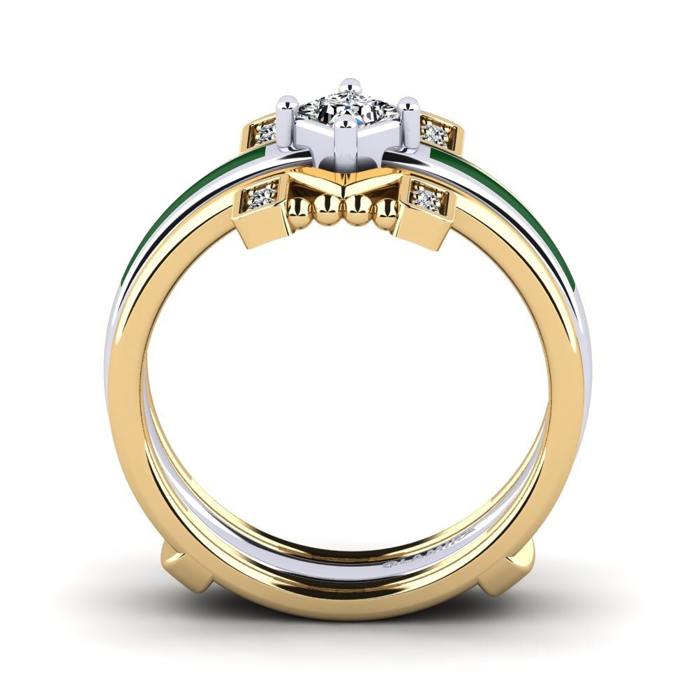 750 Gelb & Weißgold Ring Lemealda SET