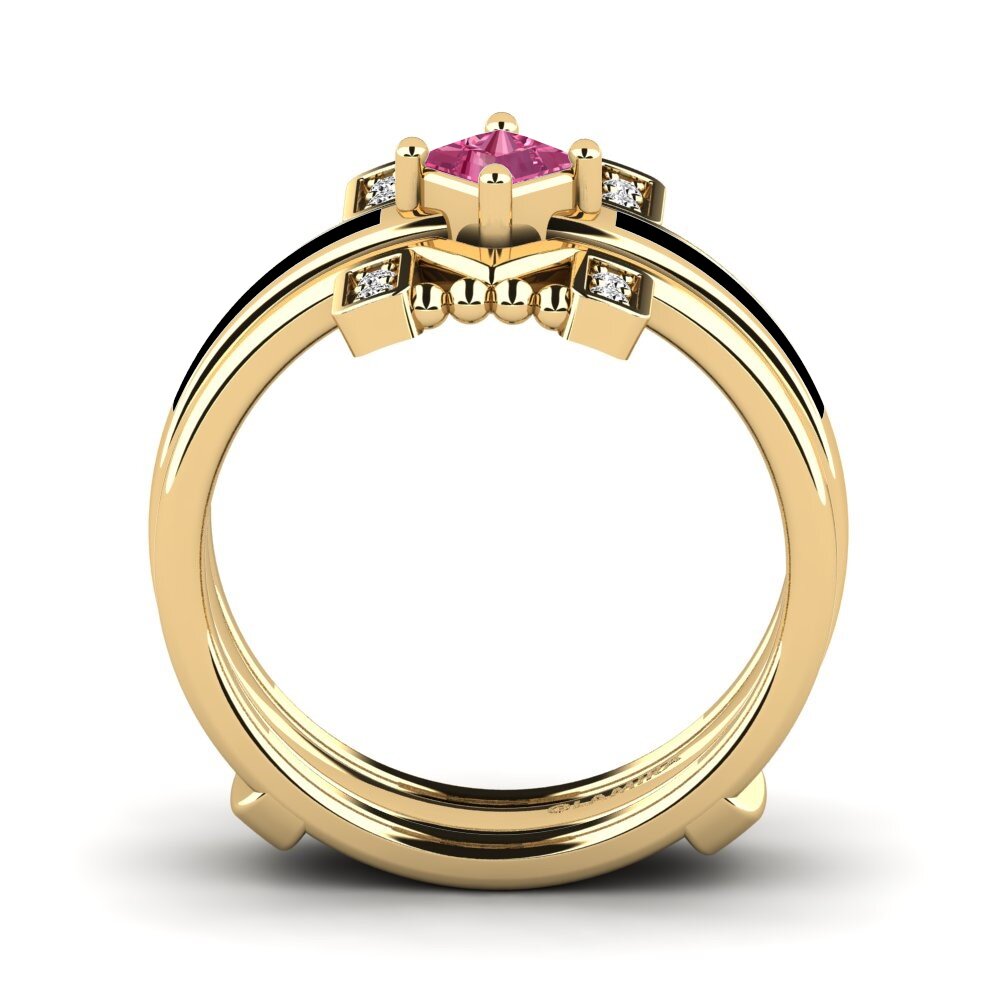 Turmalina rosa Anillo Lemealda SET