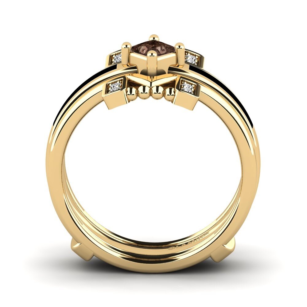 Princesa Cuarzo humo Anillo Lemealda SET