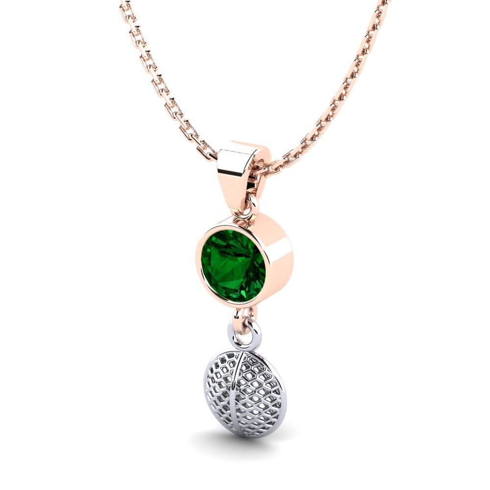 14k Oro Rosa & Blanco Circonita Verde Colgante de Mujer Lennan