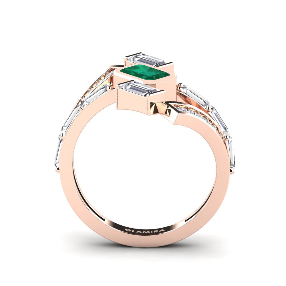 14K Rood Goud Smaragd Ringen Lentlily