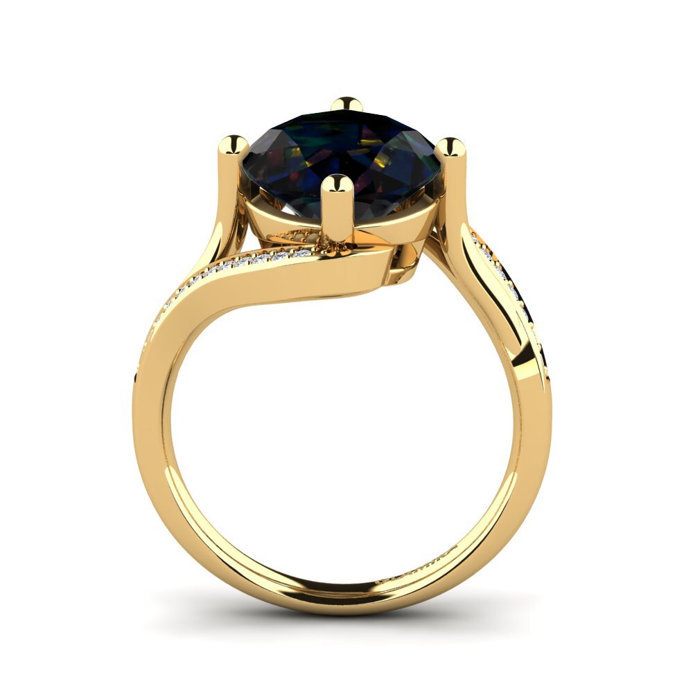 9ct Yellow Gold Black Opal Ring Loagen