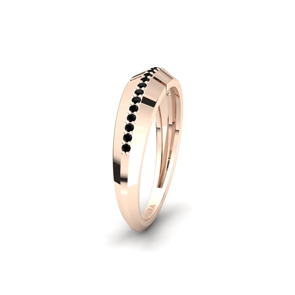 14ct Rose Gold Black Onyx Women's Wedding Ring Lodz